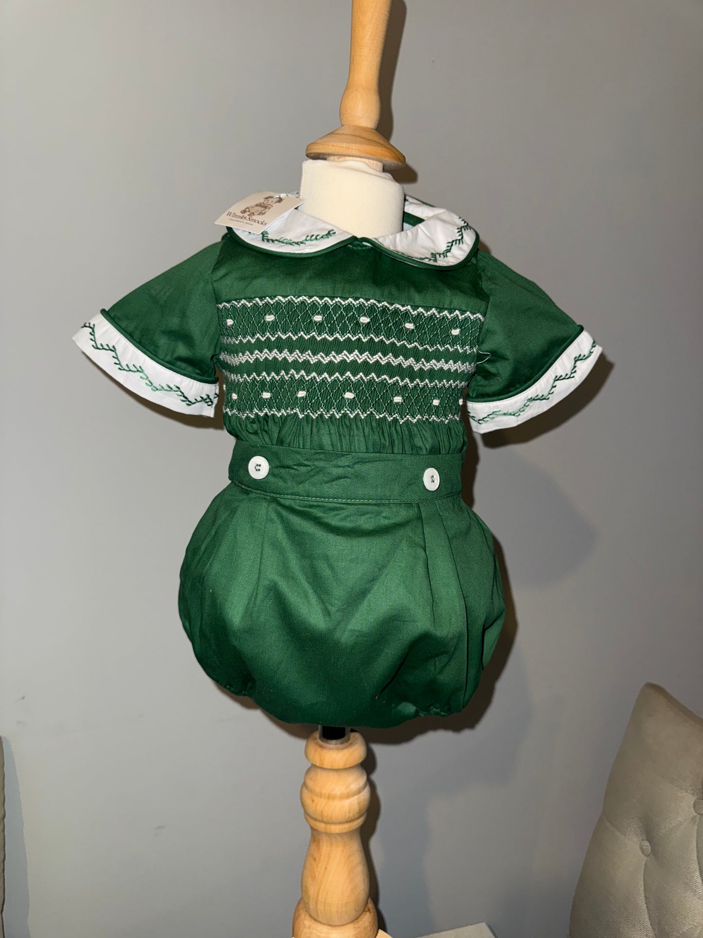Dark green boys romper suit