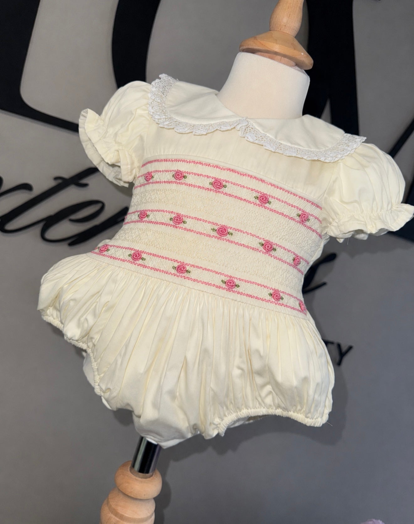 Cream & pink romper