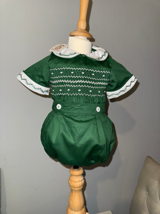 Dark green boys romper suit