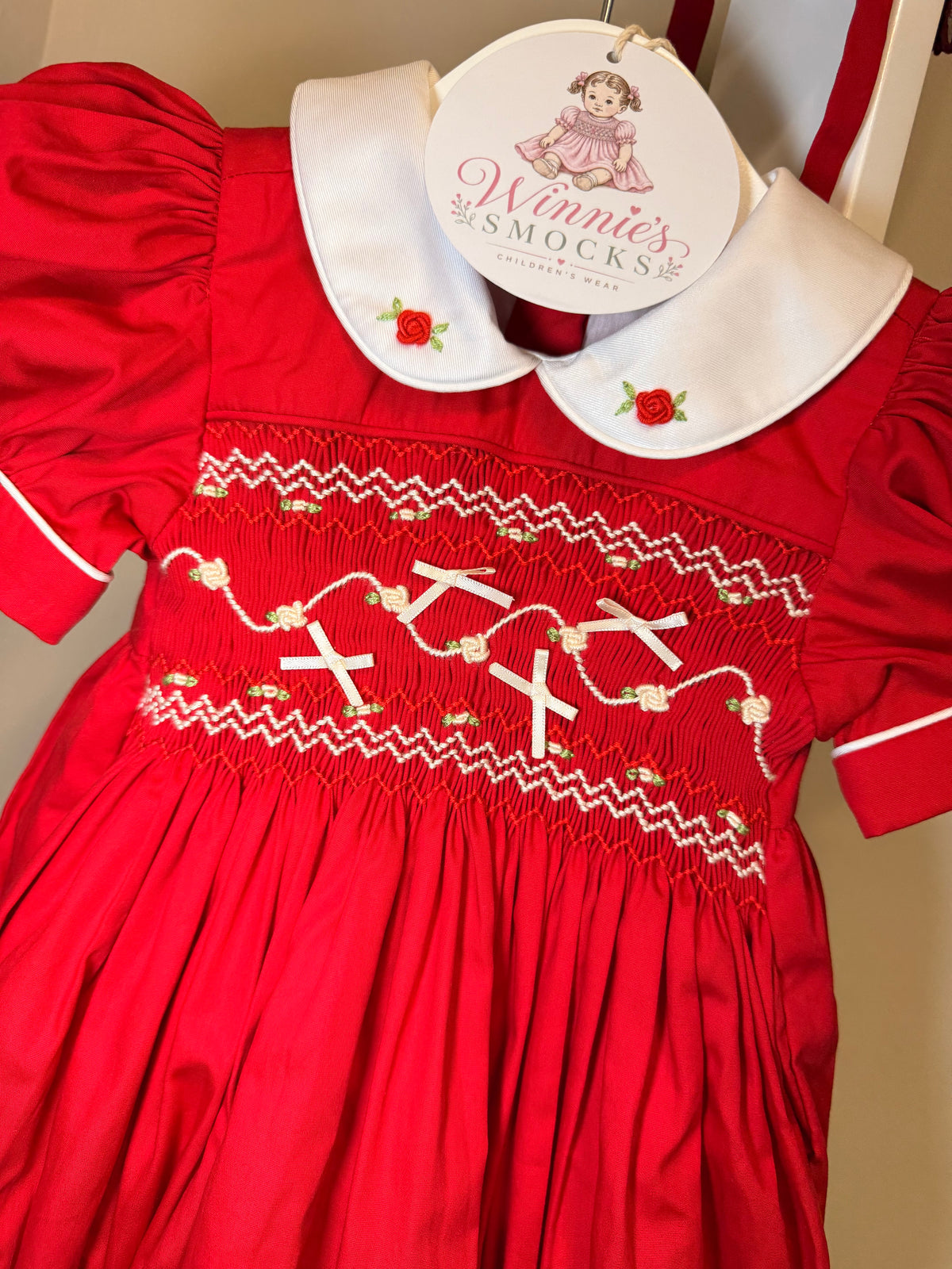 Red bow romper hi