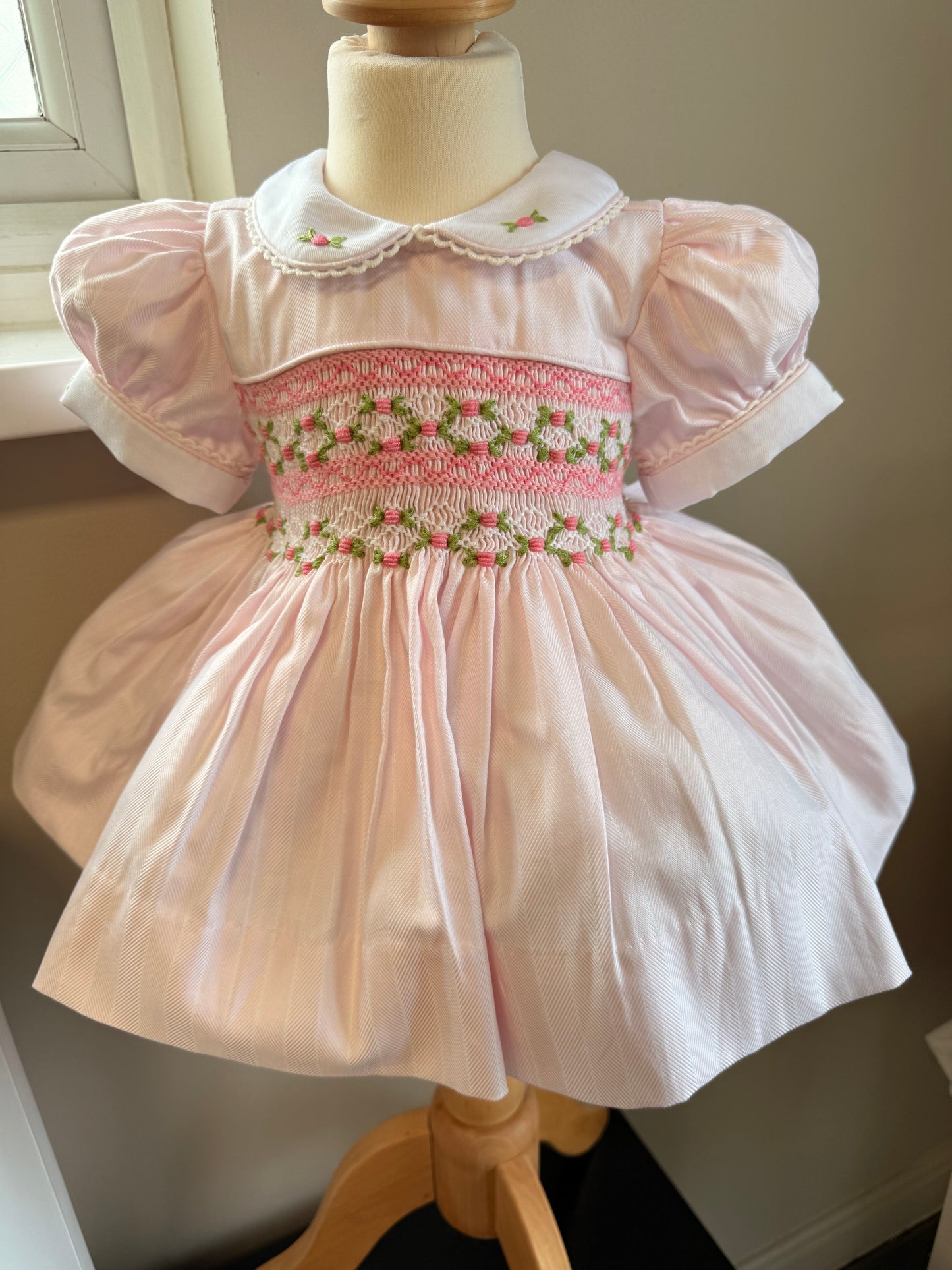 Pastel pink stripe smock dress